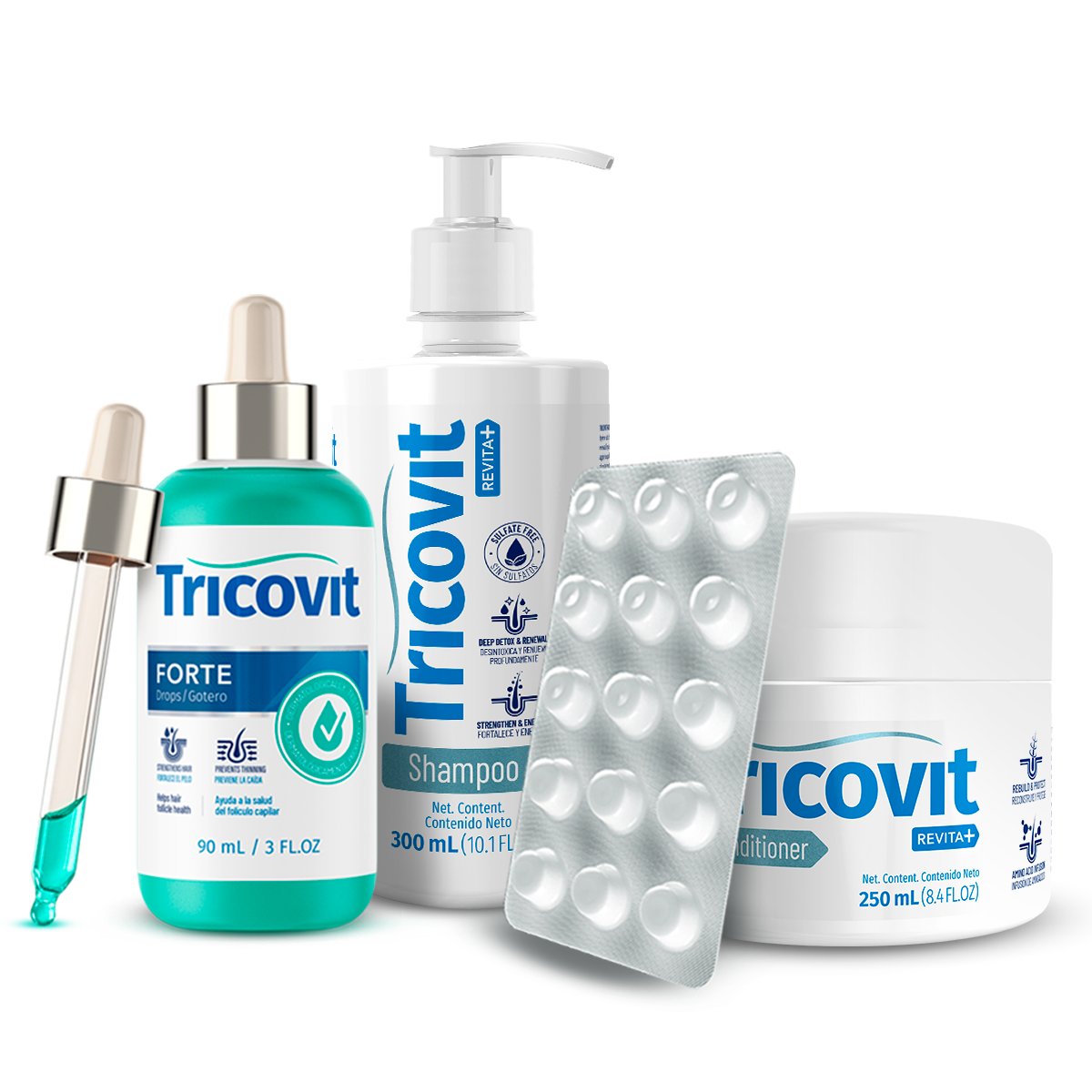 All Four Nutrition & Detox (REVITA+ Shampoo/Conditioner + Tablets + Forte Drops)